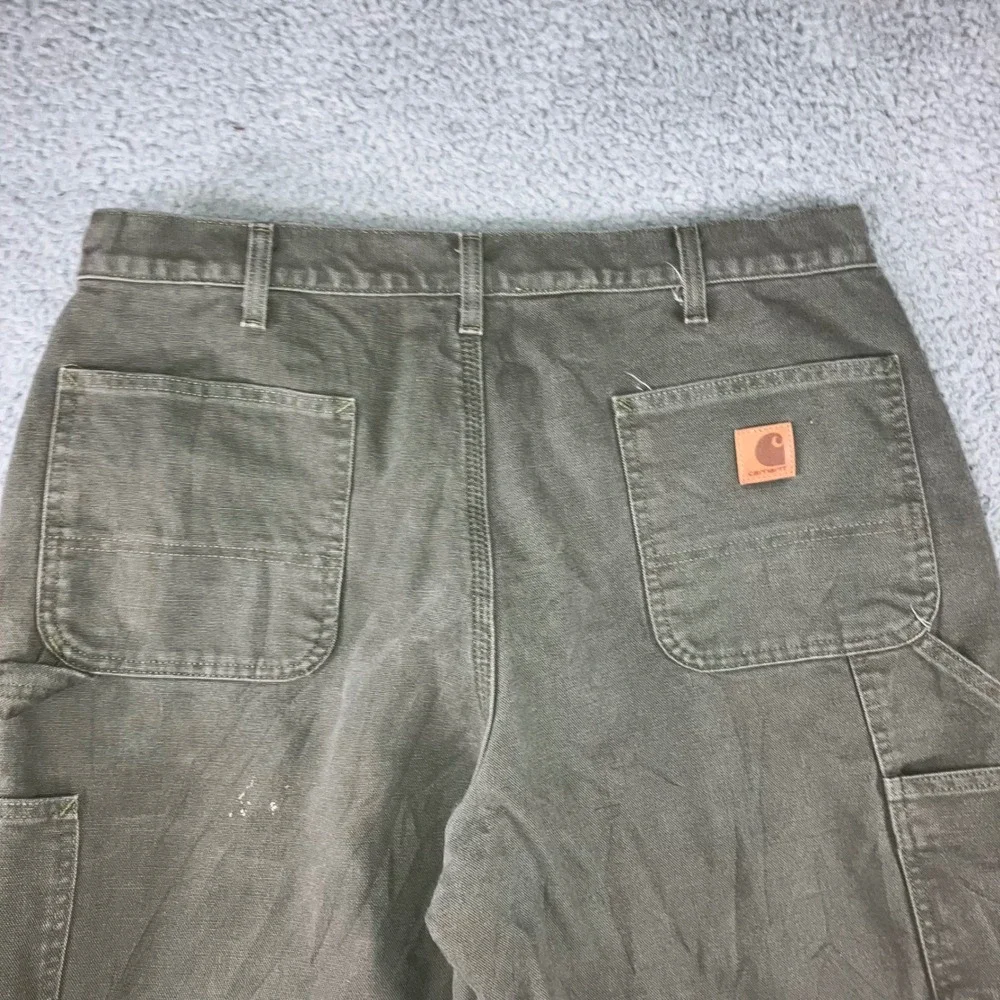 Carhartt B111 MOS Dungaree Men‎ 38x30 Flannel Lined Green Duck Canvas Fit 36x29